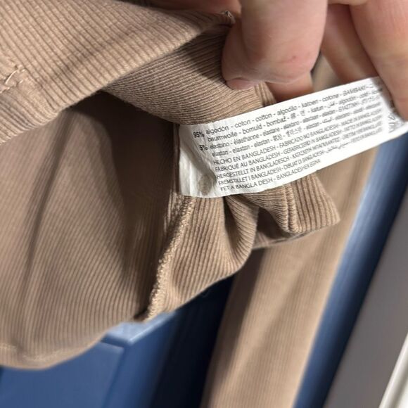 Zara Square Neck Ribbed Cropped Ling Sleeve Top Tan Size M - Picture 4 of 5